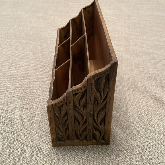 Vintage LERNER Faux Carved Wood Look Desk Organizer Mid Century Modern - Picture 6 of 12